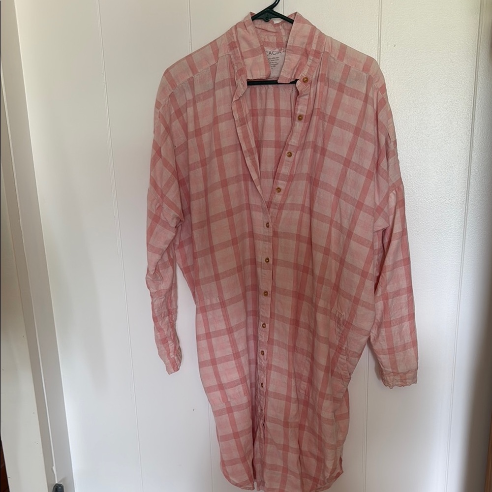 Acacia Swimwear Pink Plaid Shirt